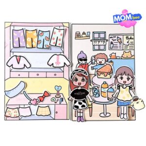 Ảnh bộ búp bê giấy với nhiều trang phục kèm theo.